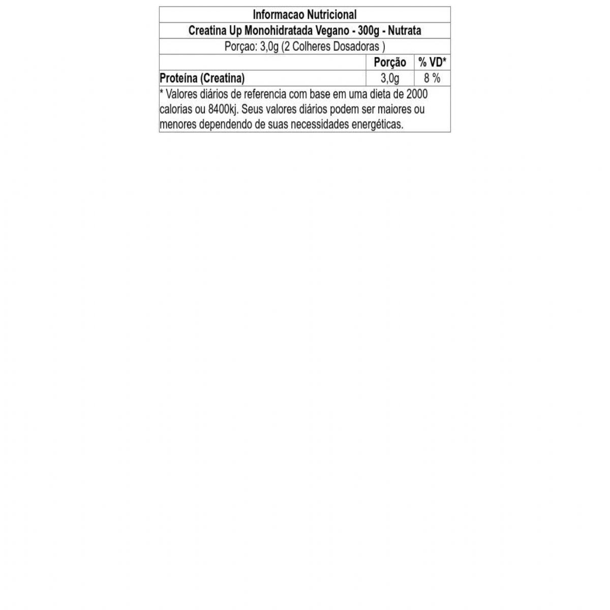 Creatina Up Monohidratada  - 300g Natural - Nutrata