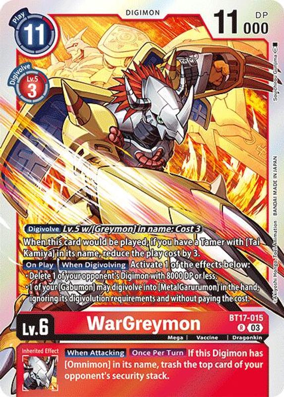 WARGREYMON - BT17-015 - RARE 