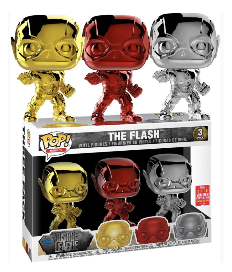 Funko Pop Heroes: Justice League: The Flash (Chrome 3-Pack) (2018 Summer Convention Exclusive)