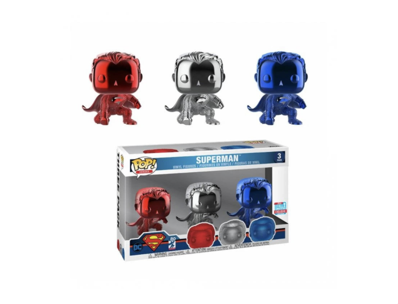 Funko Pop Heroes: Justice League: Superman (Chrome 3-Pack) (2018 Fall Convention Exclusive)