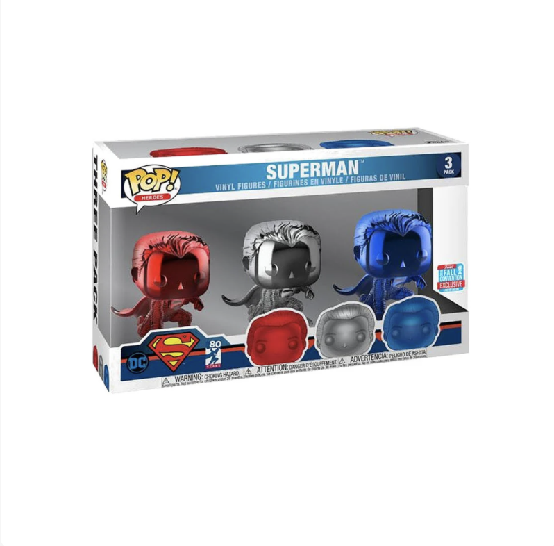 Funko Pop Heroes: Justice League: Superman (Chrome 3-Pack) (2018 Fall Convention Exclusive)