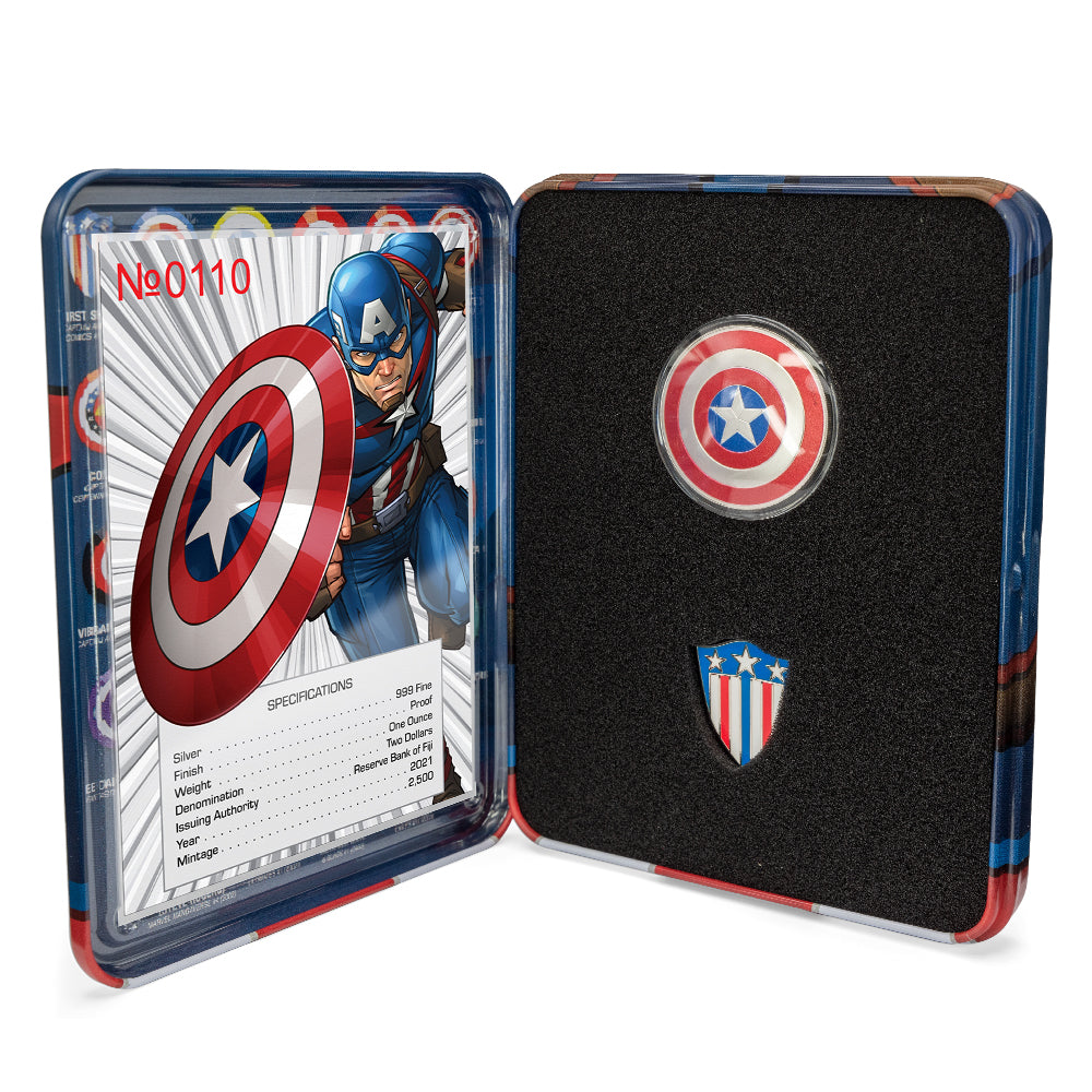 2021 Fiji 1oz Pure Silver Captain America Shield Coin has a limited mintage of only 2500 pieces!
