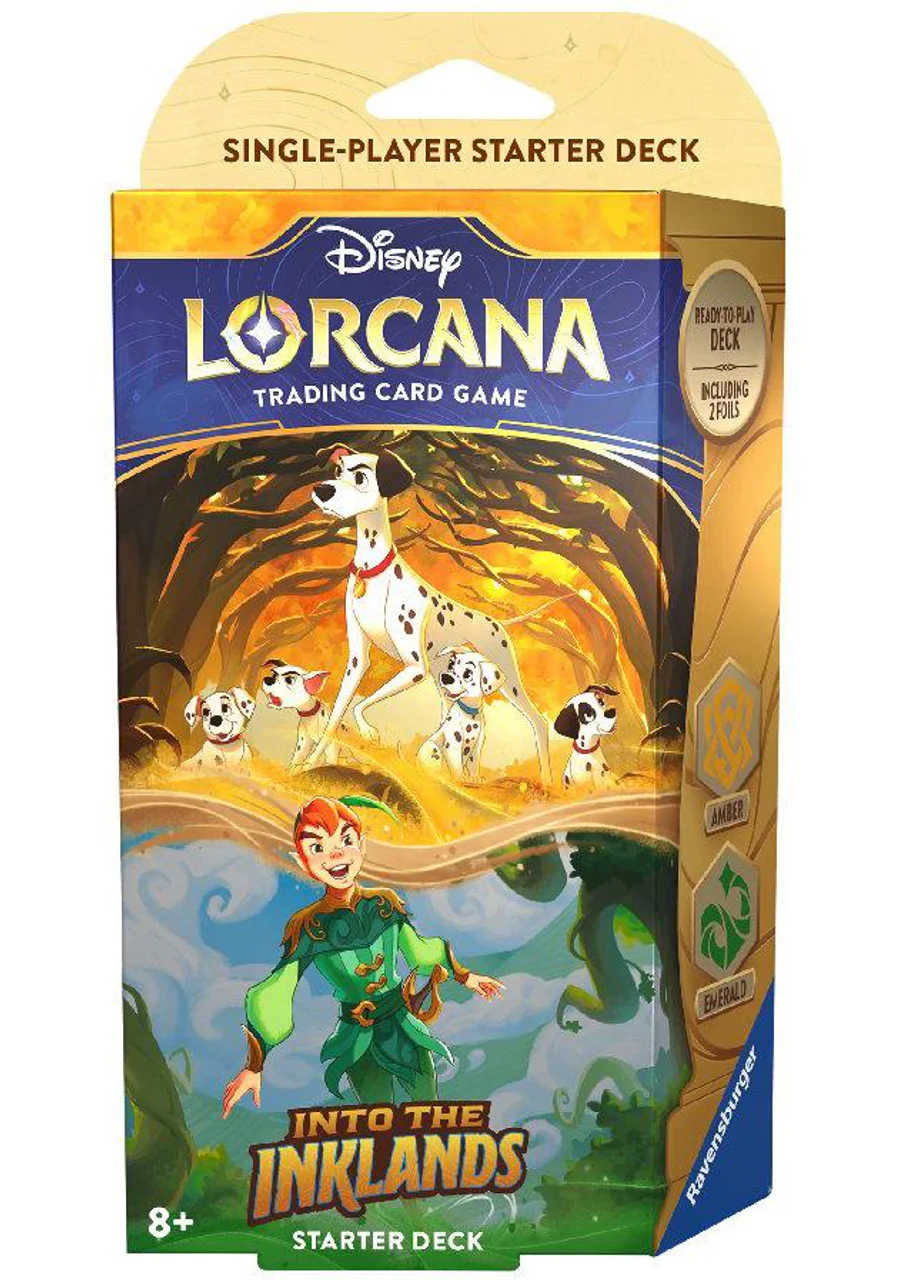 DISNEY LORCANA  -  INTO THE INKLANDS  -  STARTER DECK - PONGO AND PETER PAN - AMBER/EMERALD