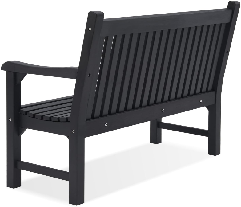 Garden Bench, 2-Person Poly Lumber Patio Bench, All-Weather Outdoor Bench That Never Rot, Memorial Bench, Suit for Garden, Porch and Park (Black)