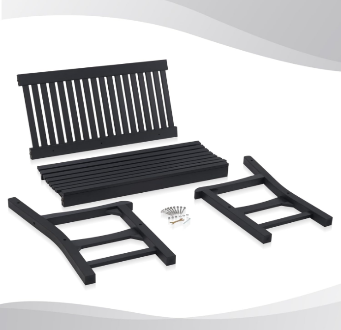 Garden Bench, 2-Person Poly Lumber Patio Bench, All-Weather Outdoor Bench That Never Rot, Memorial Bench, Suit for Garden, Porch and Park (Black)