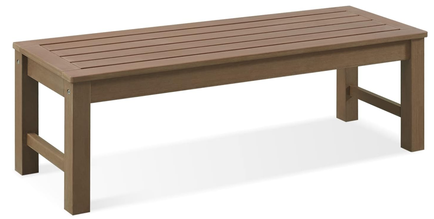 Knight Bench, Two Person Outdoor Poly Lumber Patio Backless Bench, Weatherproof Garden Bench That Never Rot and Fade, Suit for Garden, Porch and Park (Brown)