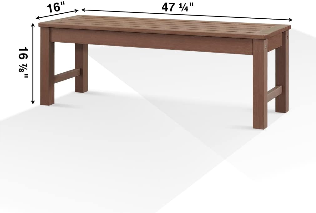 Knight Bench, Two Person Outdoor Poly Lumber Patio Backless Bench, Weatherproof Garden Bench That Never Rot and Fade, Suit for Garden, Porch and Park (Brown)