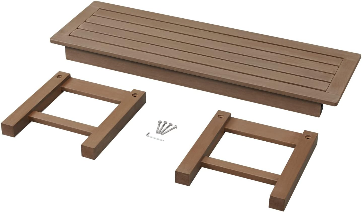 Knight Bench, Two Person Outdoor Poly Lumber Patio Backless Bench, Weatherproof Garden Bench That Never Rot and Fade, Suit for Garden, Porch and Park (Brown)