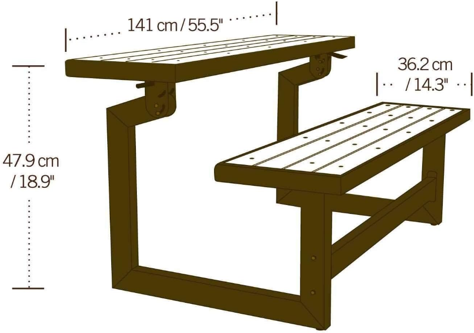 Convertible Bench / Table, Faux Wood Construction
