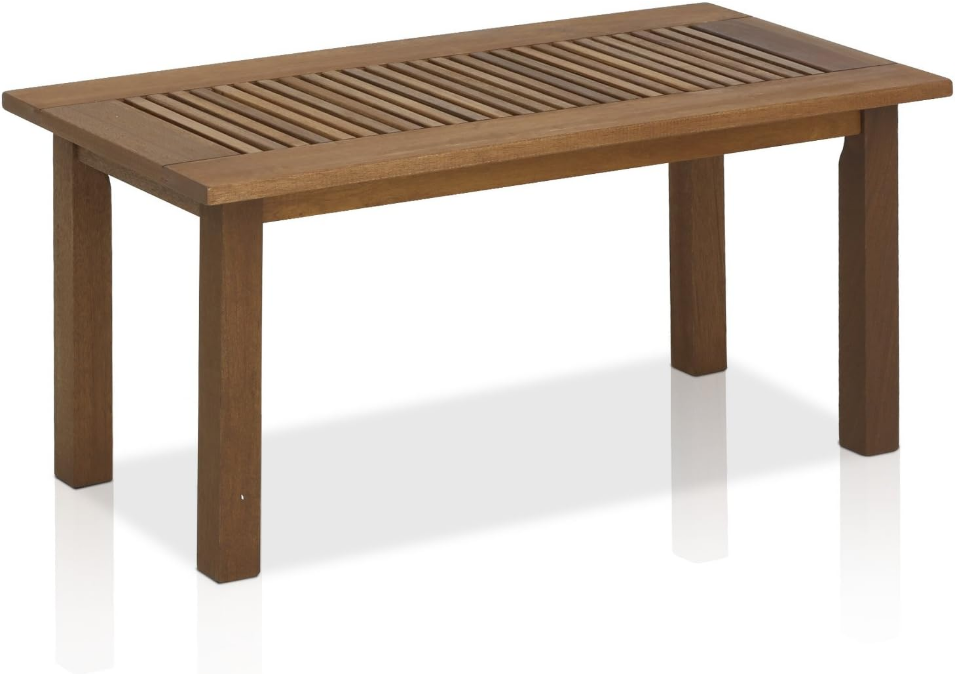 Tioman Hardwood Patio Furniture Outdoor Coffee Table in Teak Oil, 1-Tier, Brown