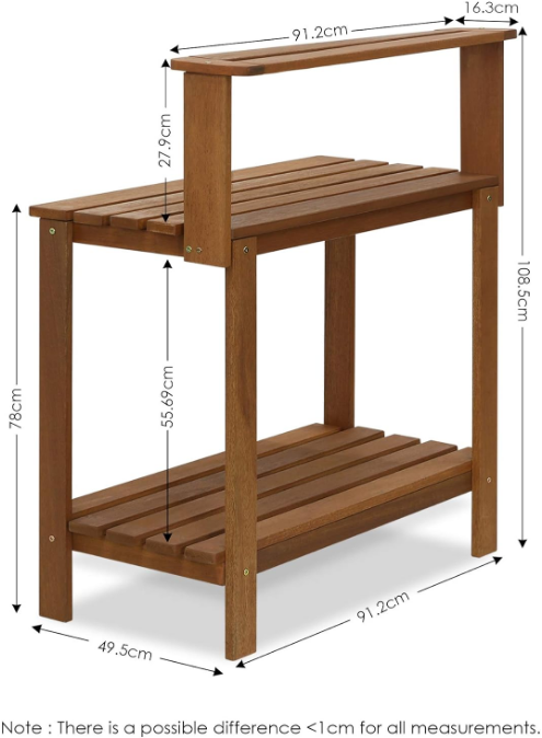 Tioman Outdoor Patio Furniture Hardwood Potting Bench, Natural