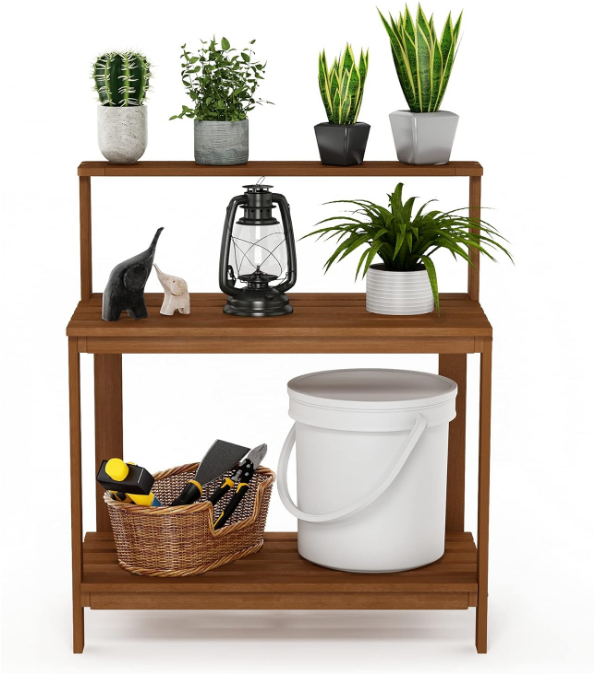 Tioman Outdoor Patio Furniture Hardwood Potting Bench, Natural