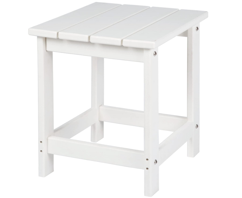 Adirondack Square Outdoor Side Table, Pool Composite Patio Table,HDPE End Tables for Backyard,Pool, Indoor Companion, Easy Maintenance & Weather Resistant(White)