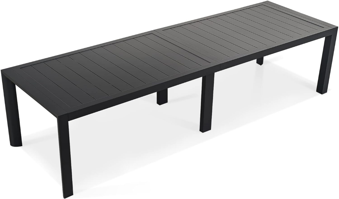 Outdoor Dining Table 121" X 37" Slatted Tabletop Large Aluminum Rectangular Patio Dining Table for 10, Weather-Resistant Patio Table for Backyard Garden Lawn Porch Deck
