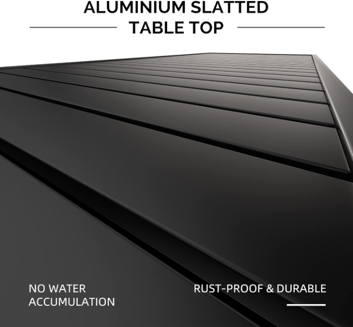 Outdoor Dining Table 121" X 37" Slatted Tabletop Large Aluminum Rectangular Patio Dining Table for 10, Weather-Resistant Patio Table for Backyard Garden Lawn Porch Deck