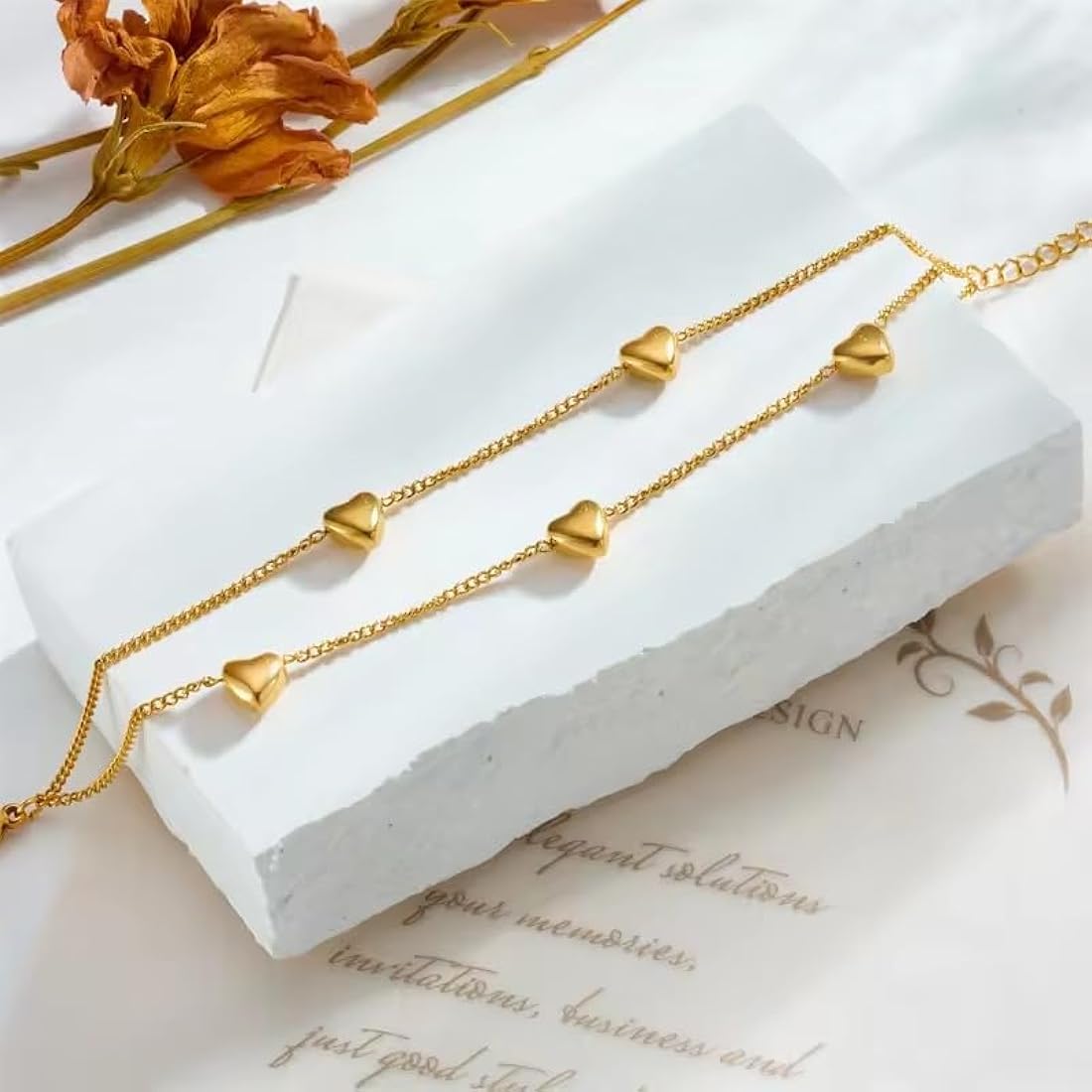 Gold Hearted double layered bracelet