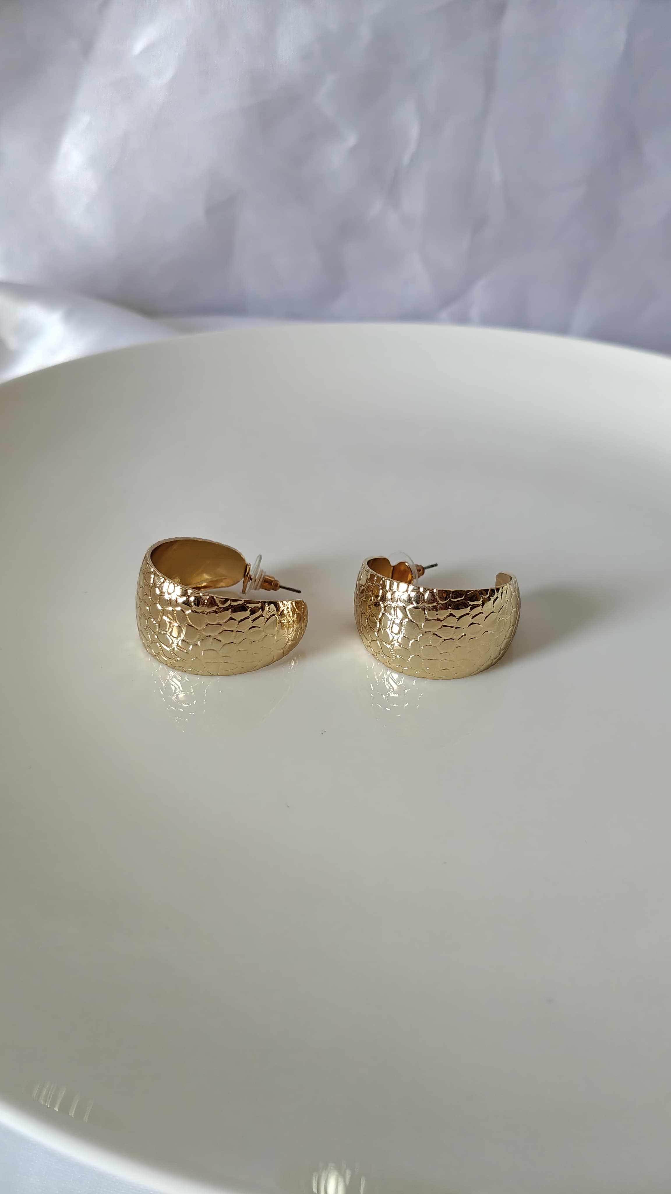 Gold Textured Hoop Earrings
