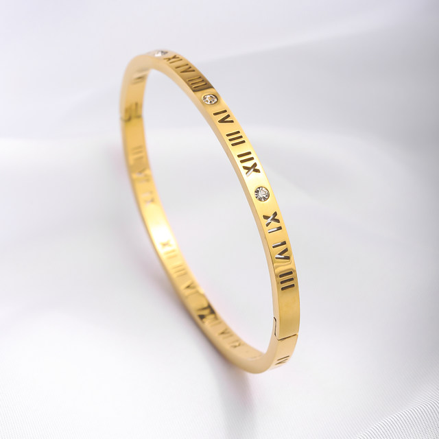 Gold Roman Numeral Bangle
