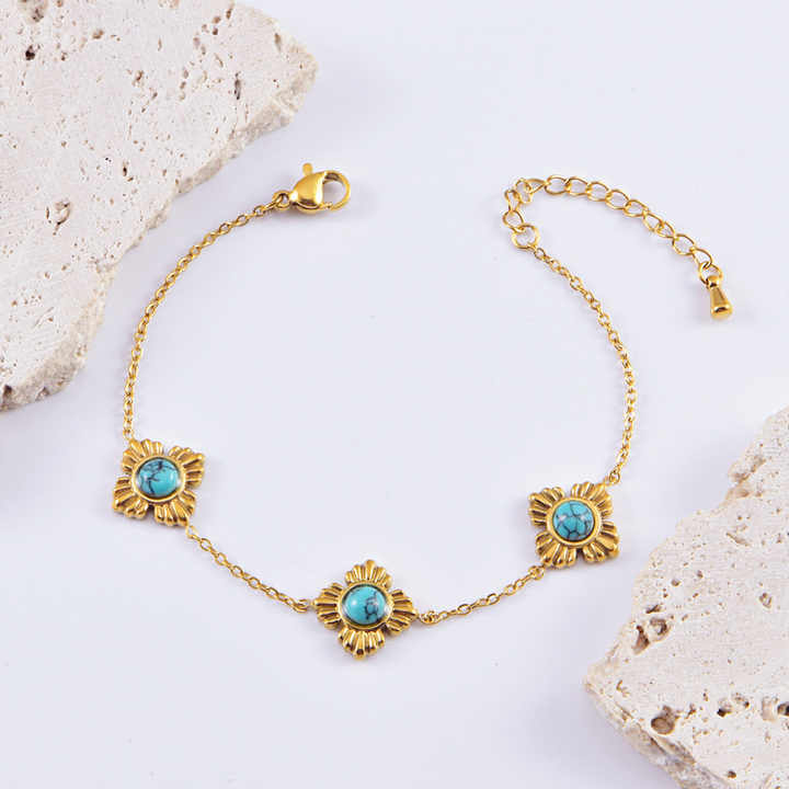 Gold Bracelet with Turquoise Stone