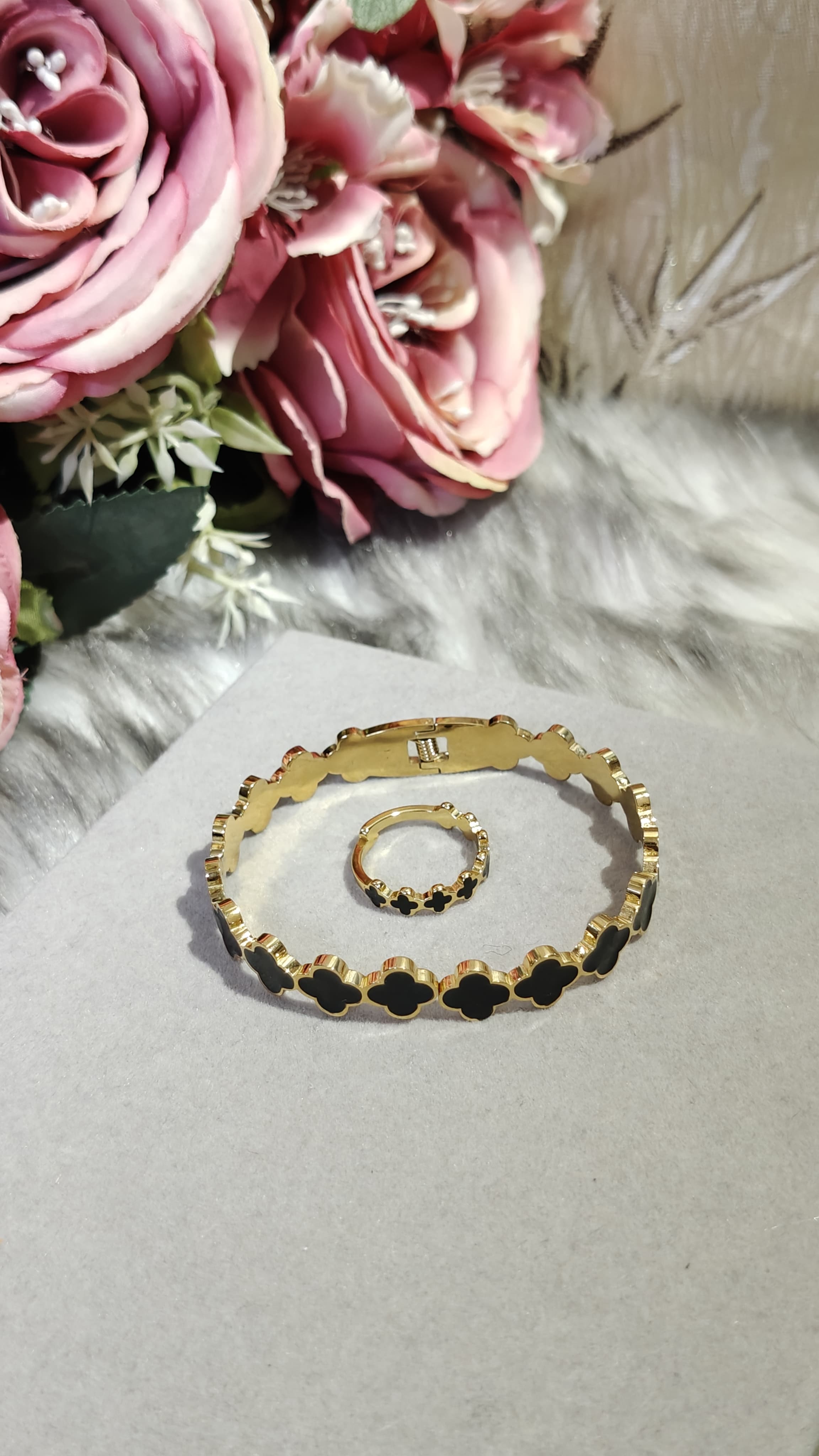 Gold-Plated Bangle and ring Set