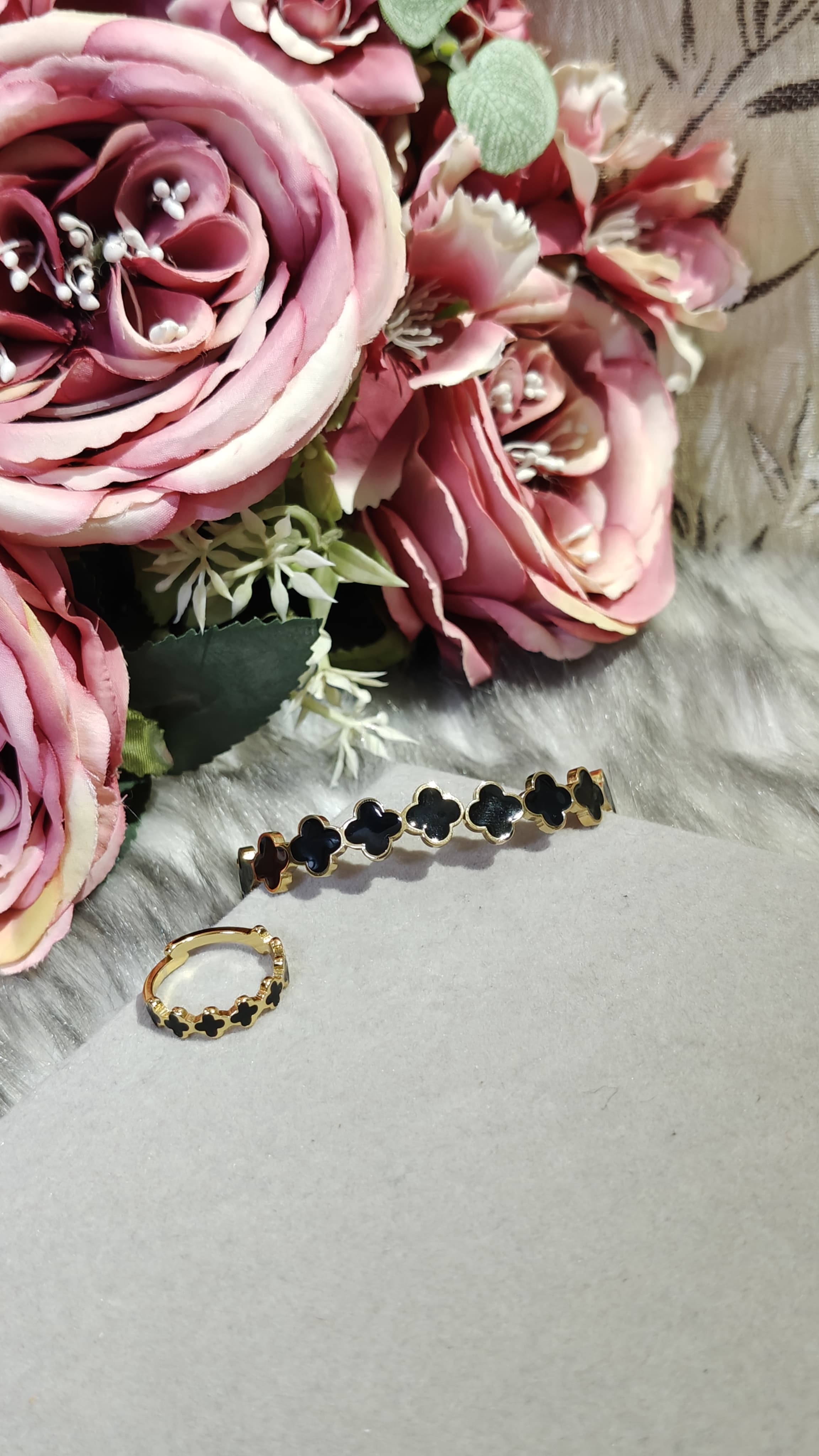 Gold-Plated Bangle and ring Set