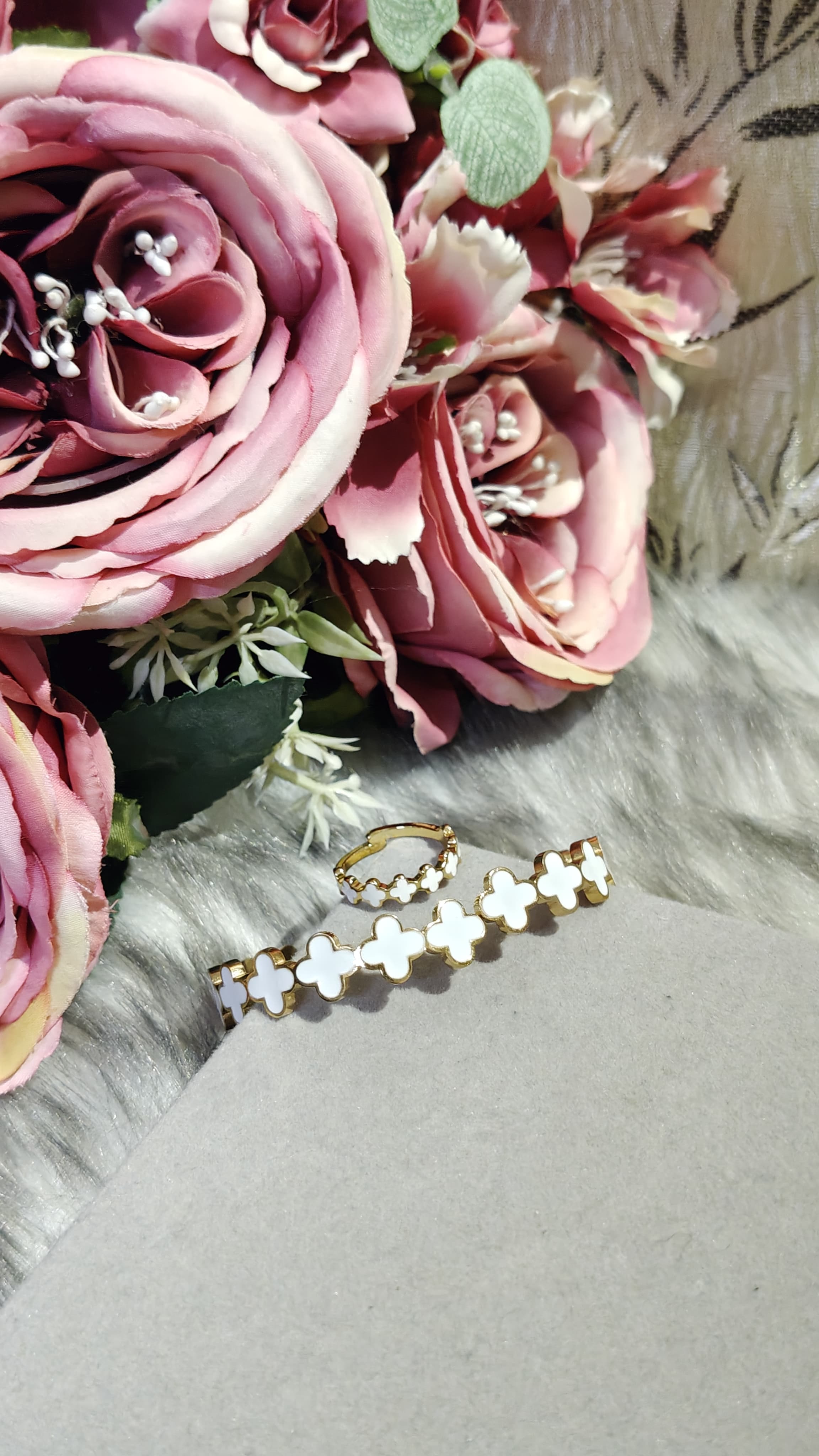 Gold-Plated Bangle and ring Set