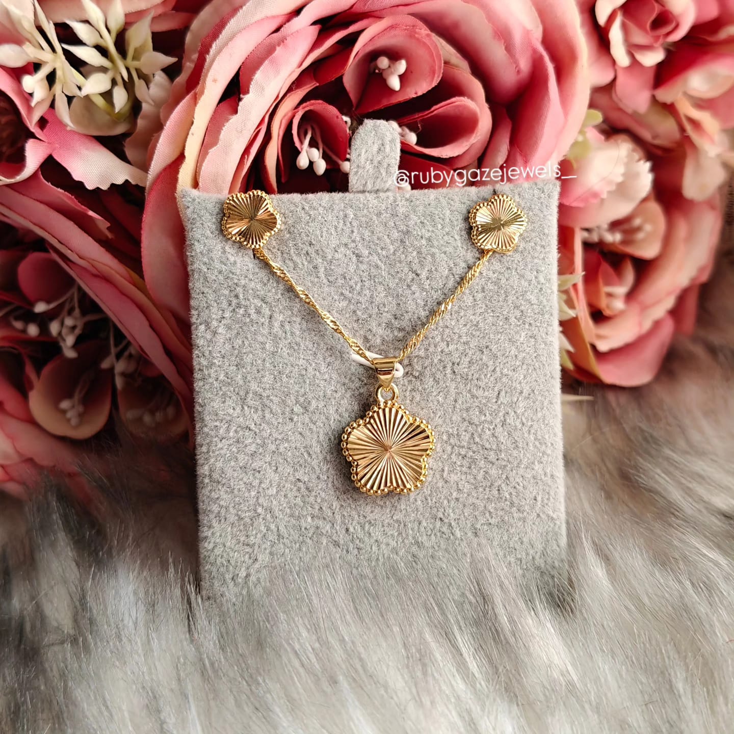 solid 18k Gold plated Jewelry Set