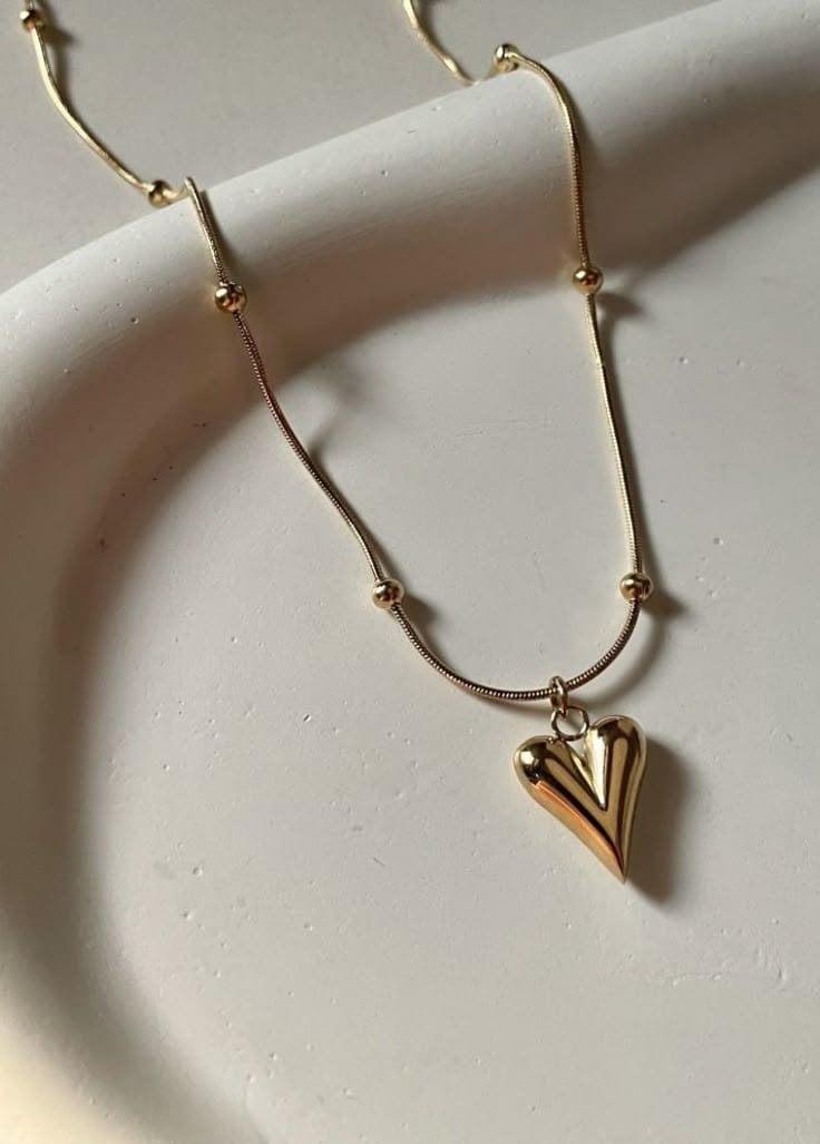 Trendy heart gold plated necklace