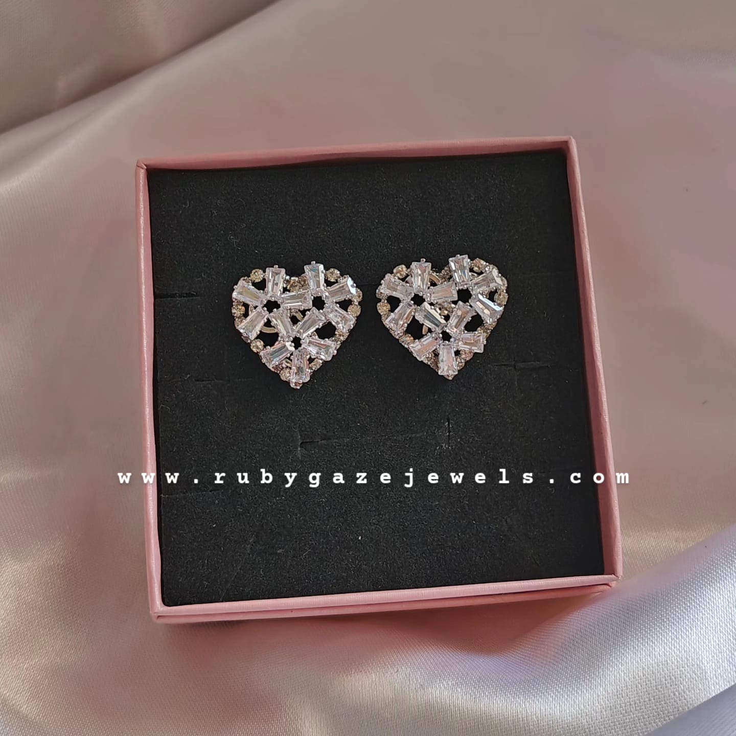 Heart-Shaped Diamond gold plated Earrings