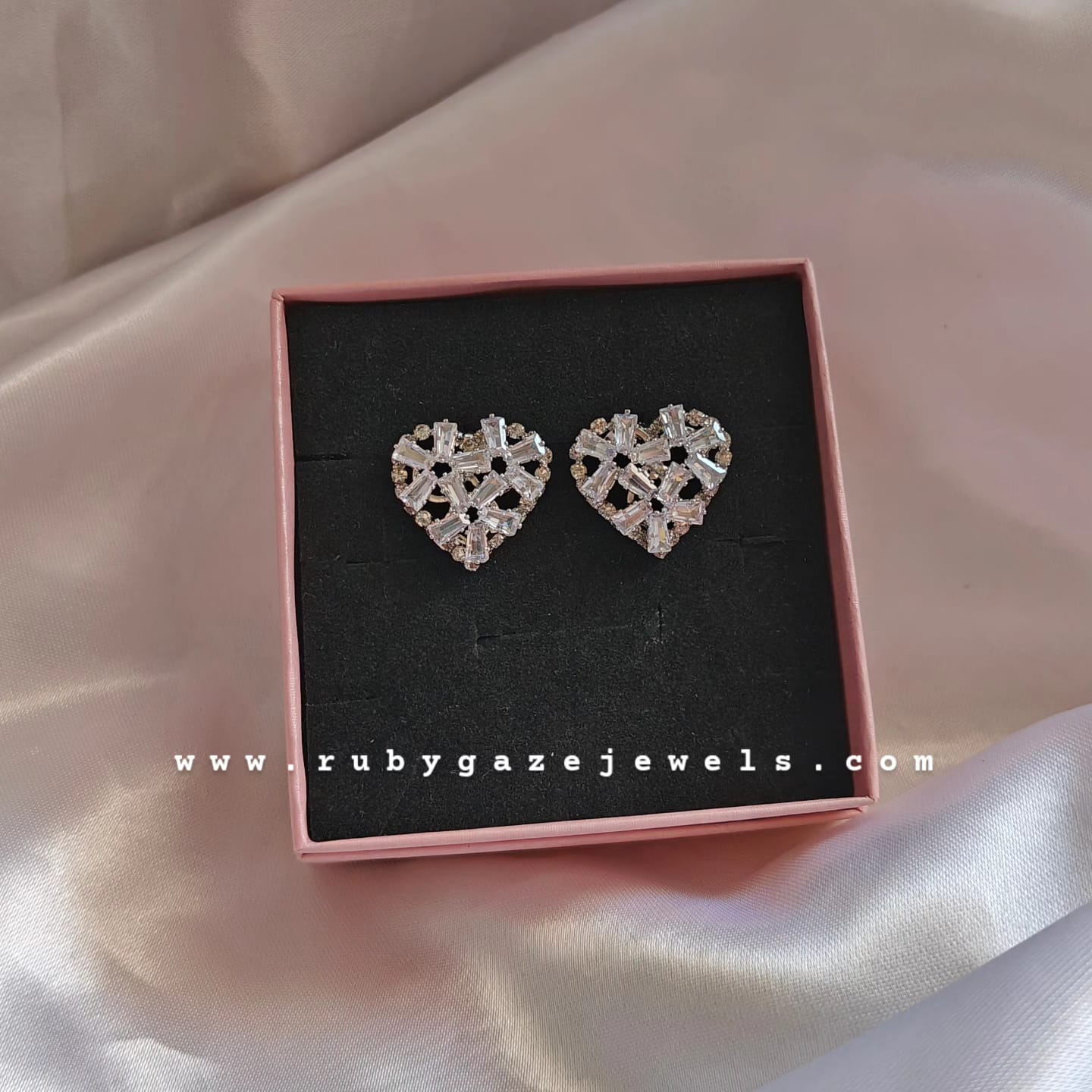 Heart-Shaped Diamond gold plated Earrings