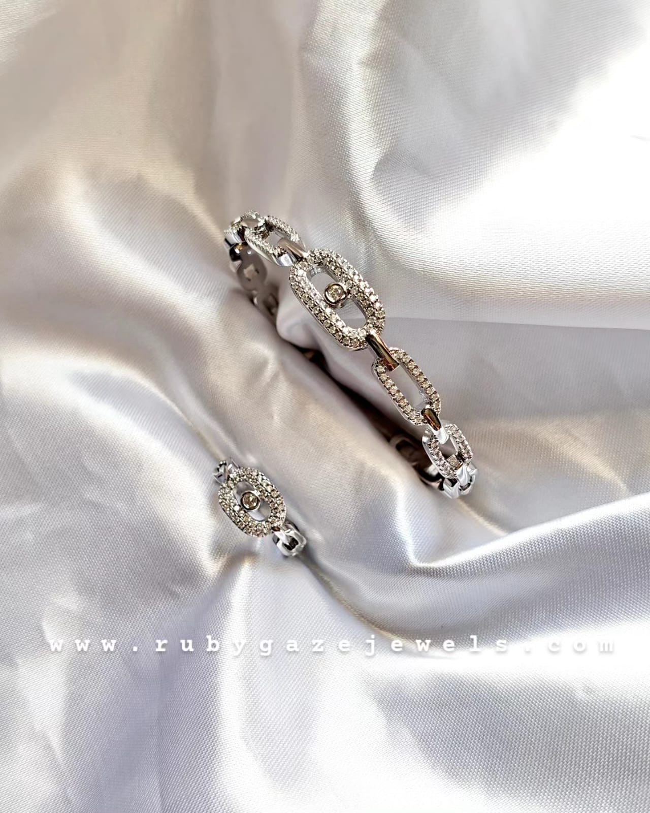 Platinum plated bangle & ring set
