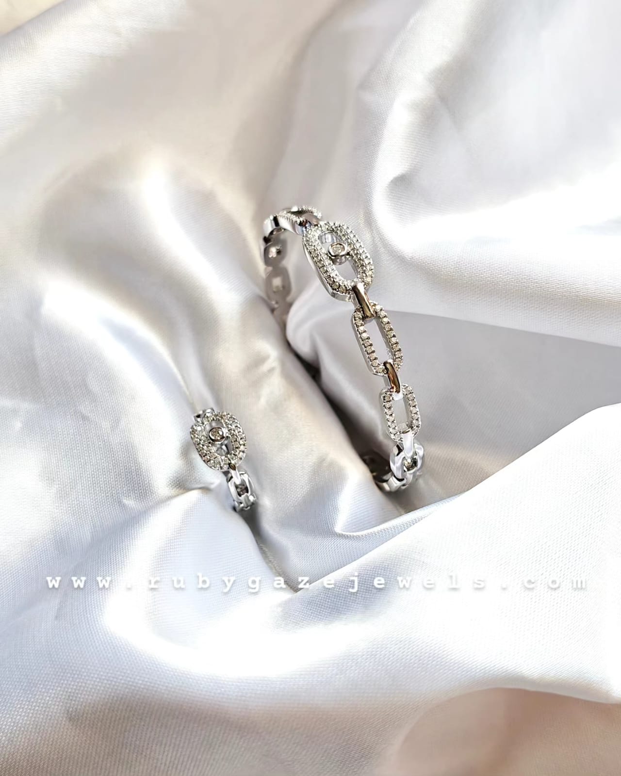 Platinum plated bangle & ring set