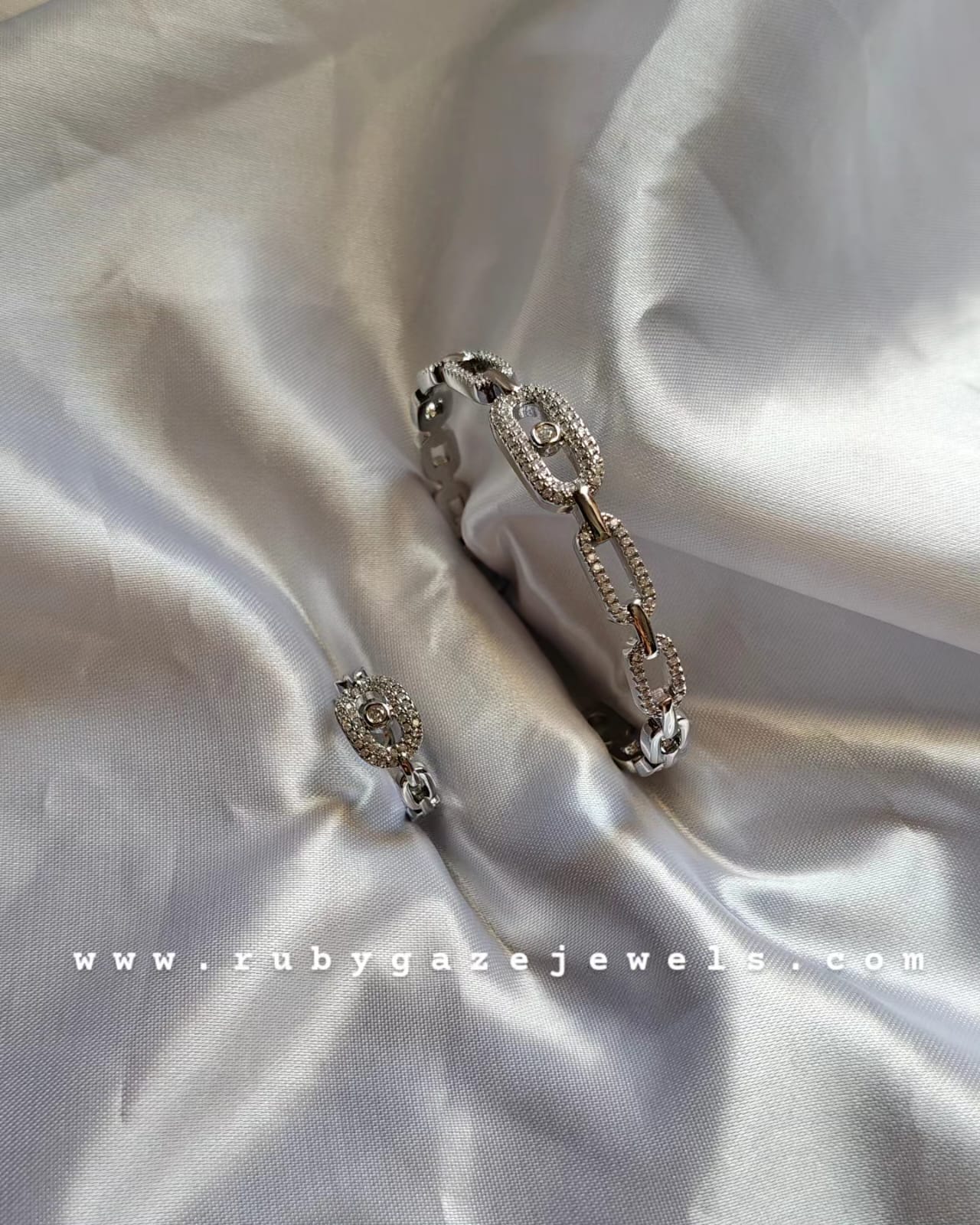Platinum plated bangle & ring set