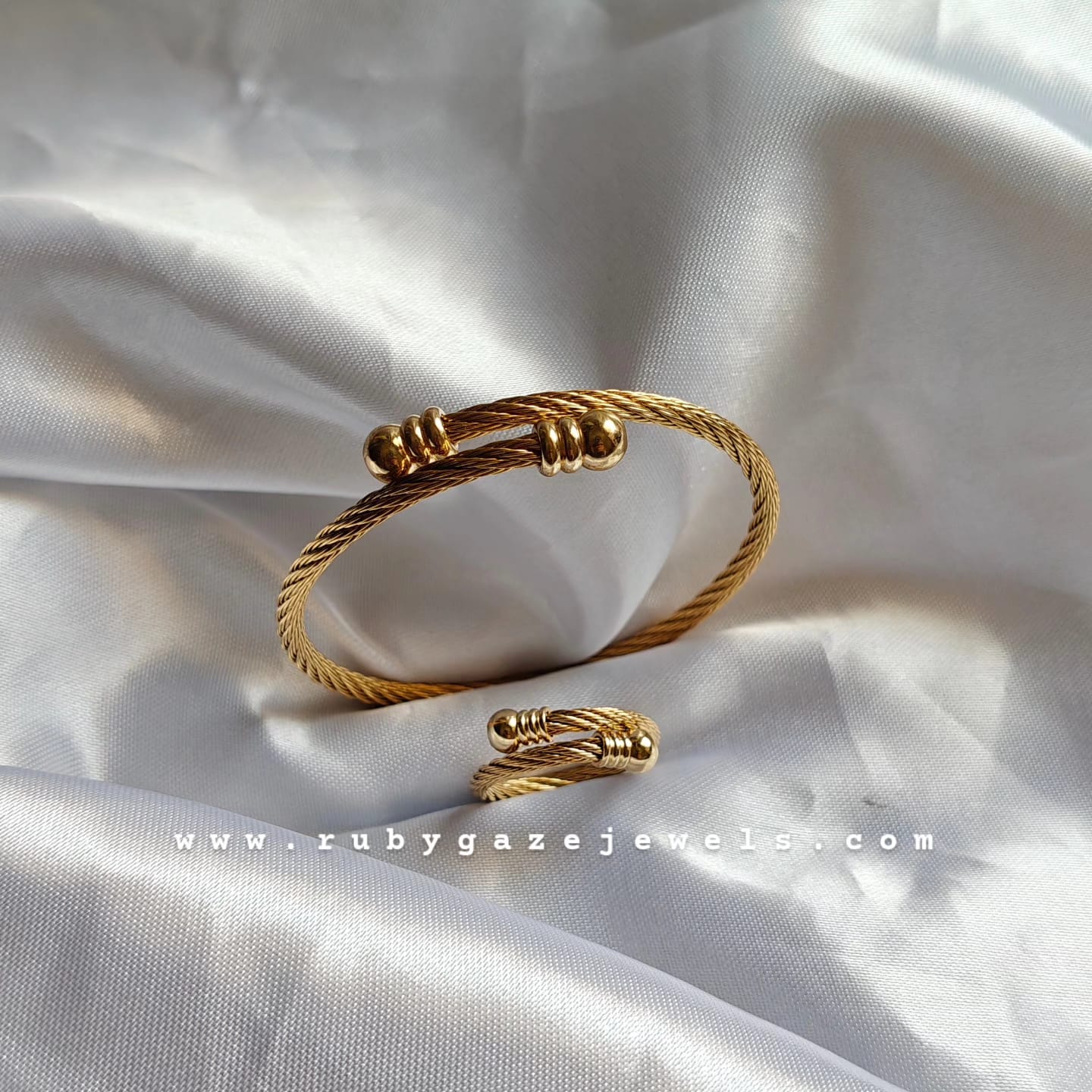 Rope bangle and ring set