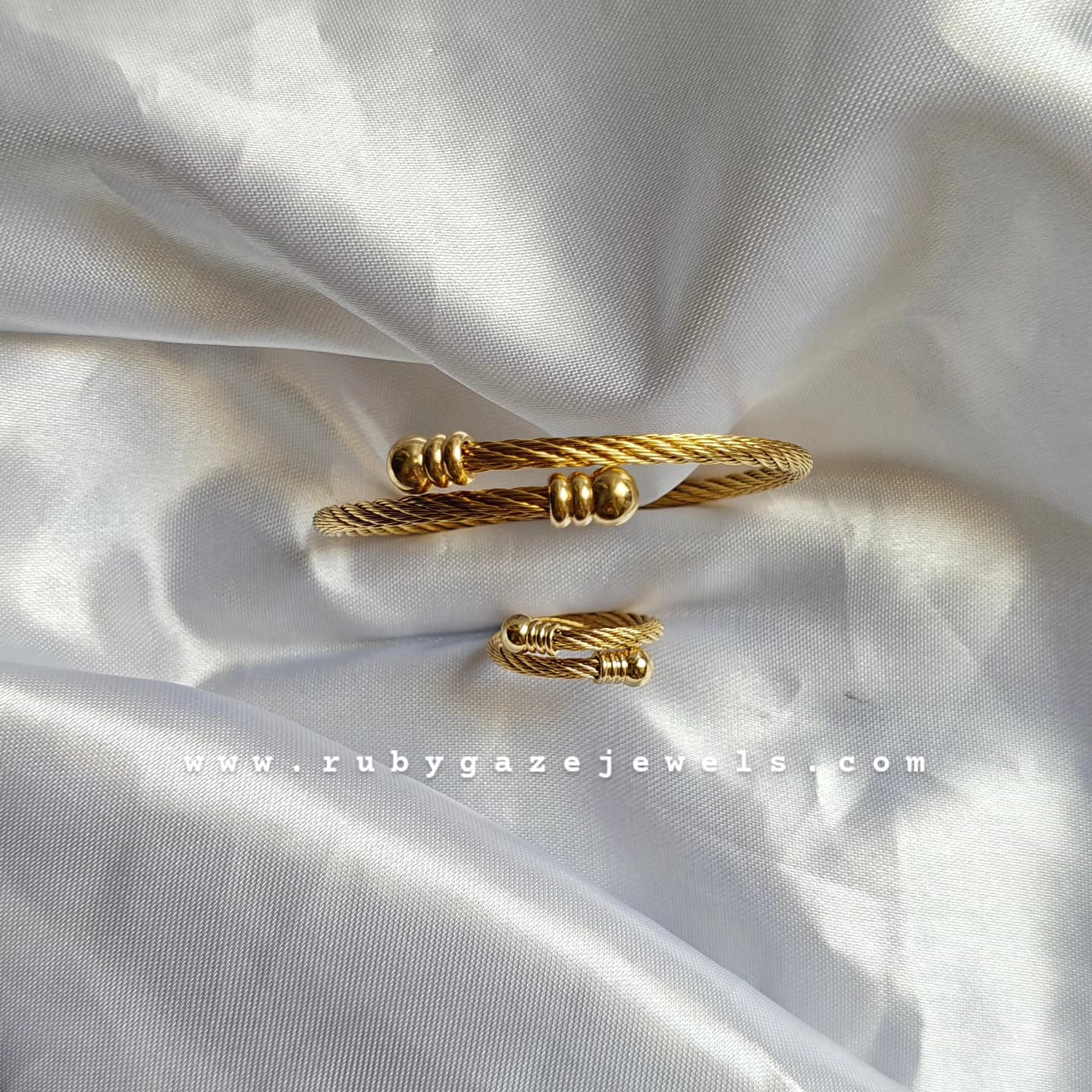 Rope bangle and ring set