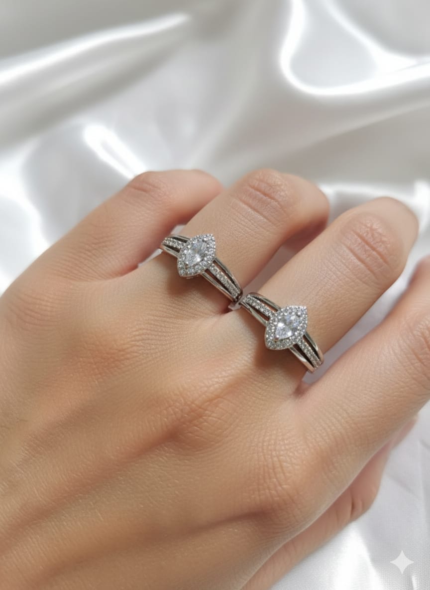 Diamond silver plated ring