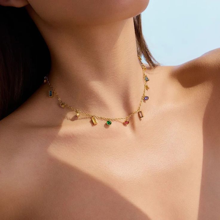 Multi Charms Gold Plated Necklace 