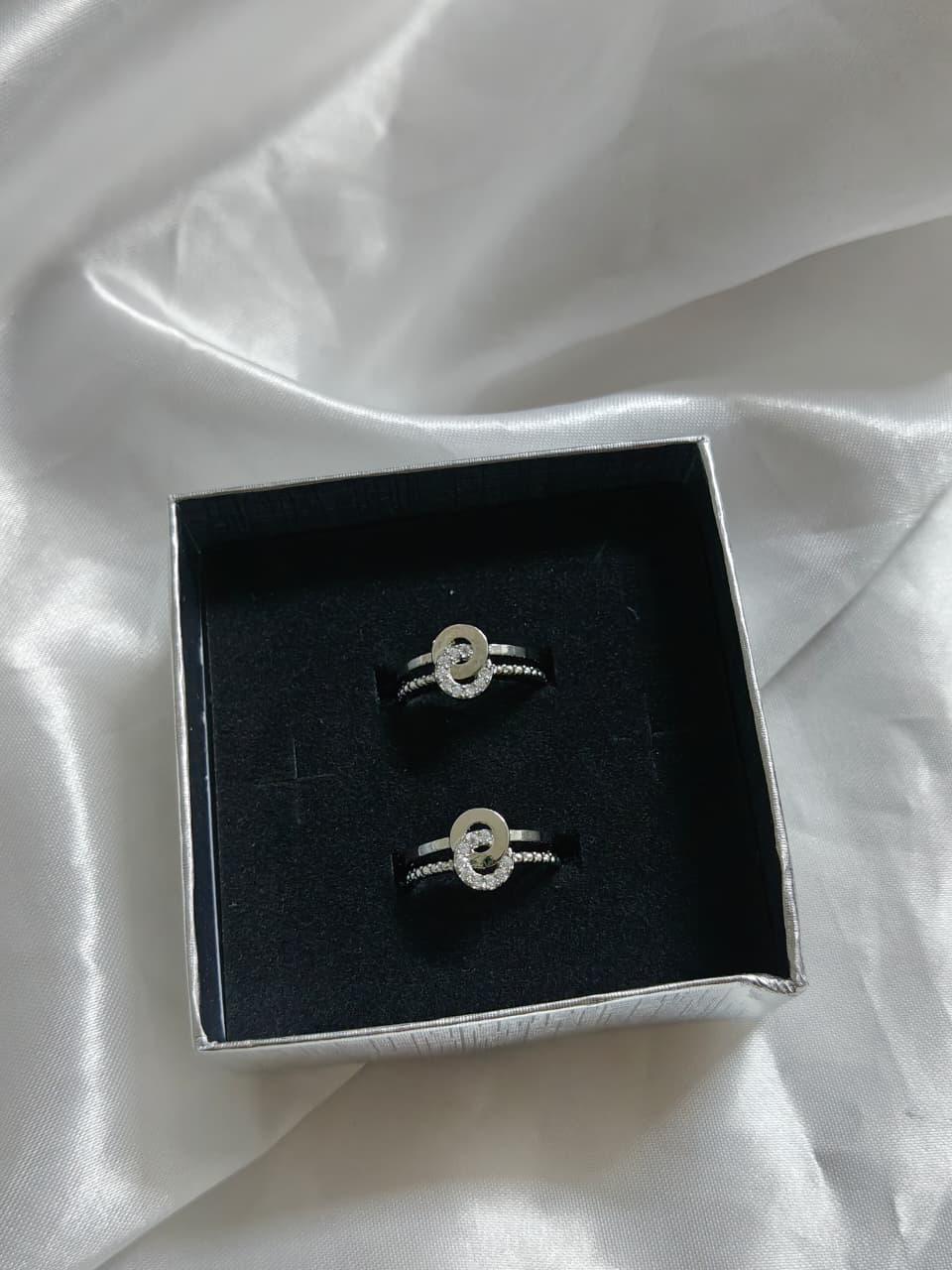 Double round Silver plated Ring