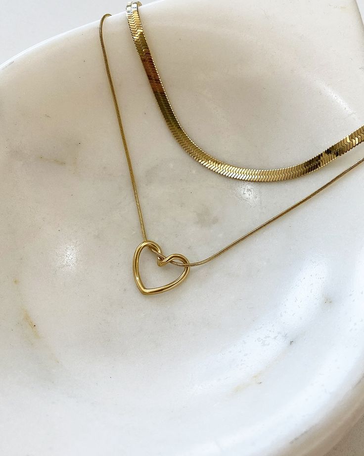 Trendy heart gold plated necklace