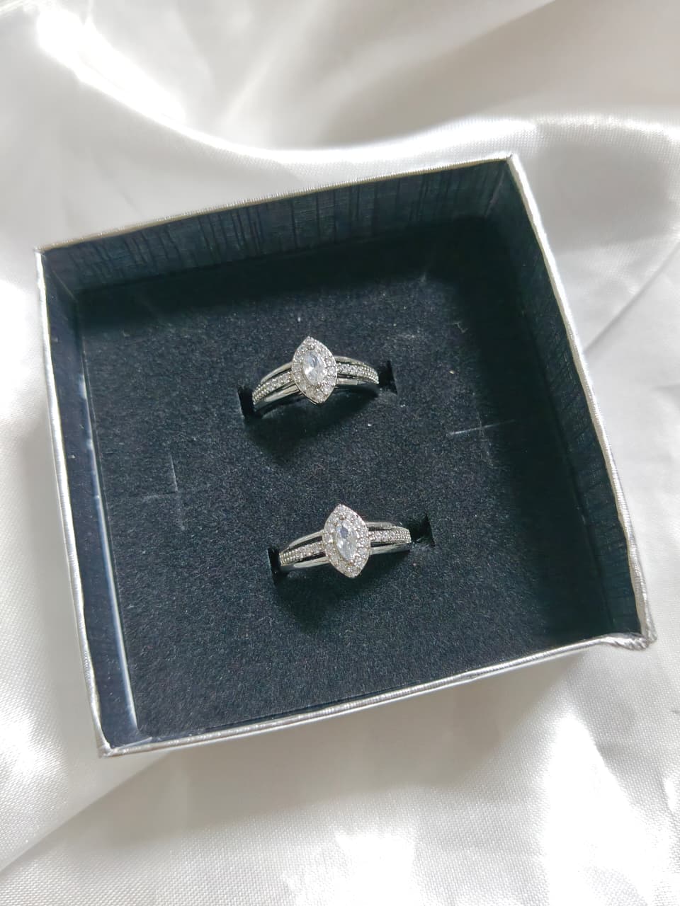 Diamond silver plated ring