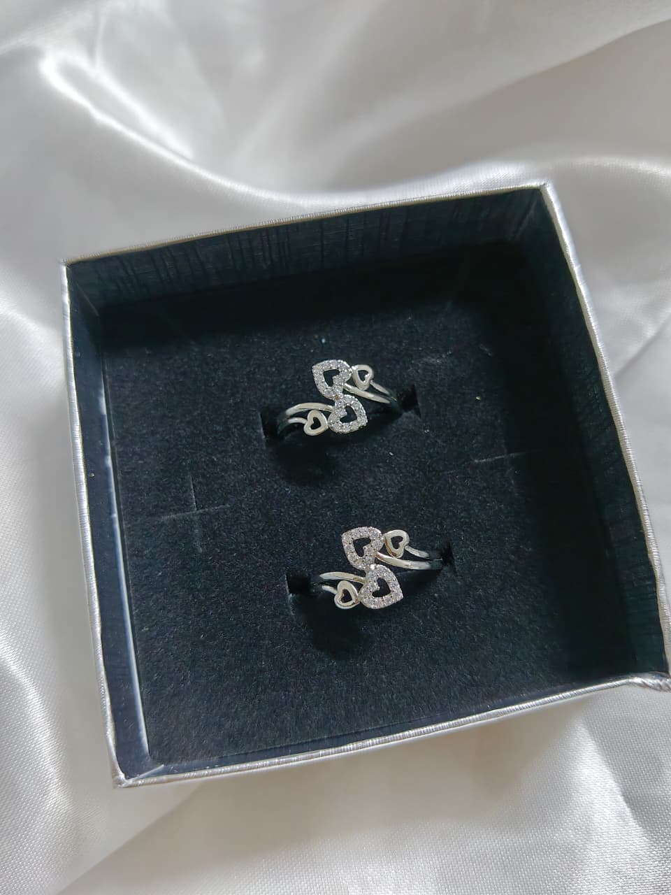 Double Heart silver plated ring
