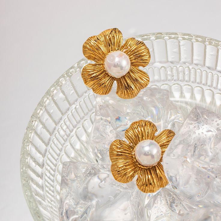 Fiona gold plated flower earrings