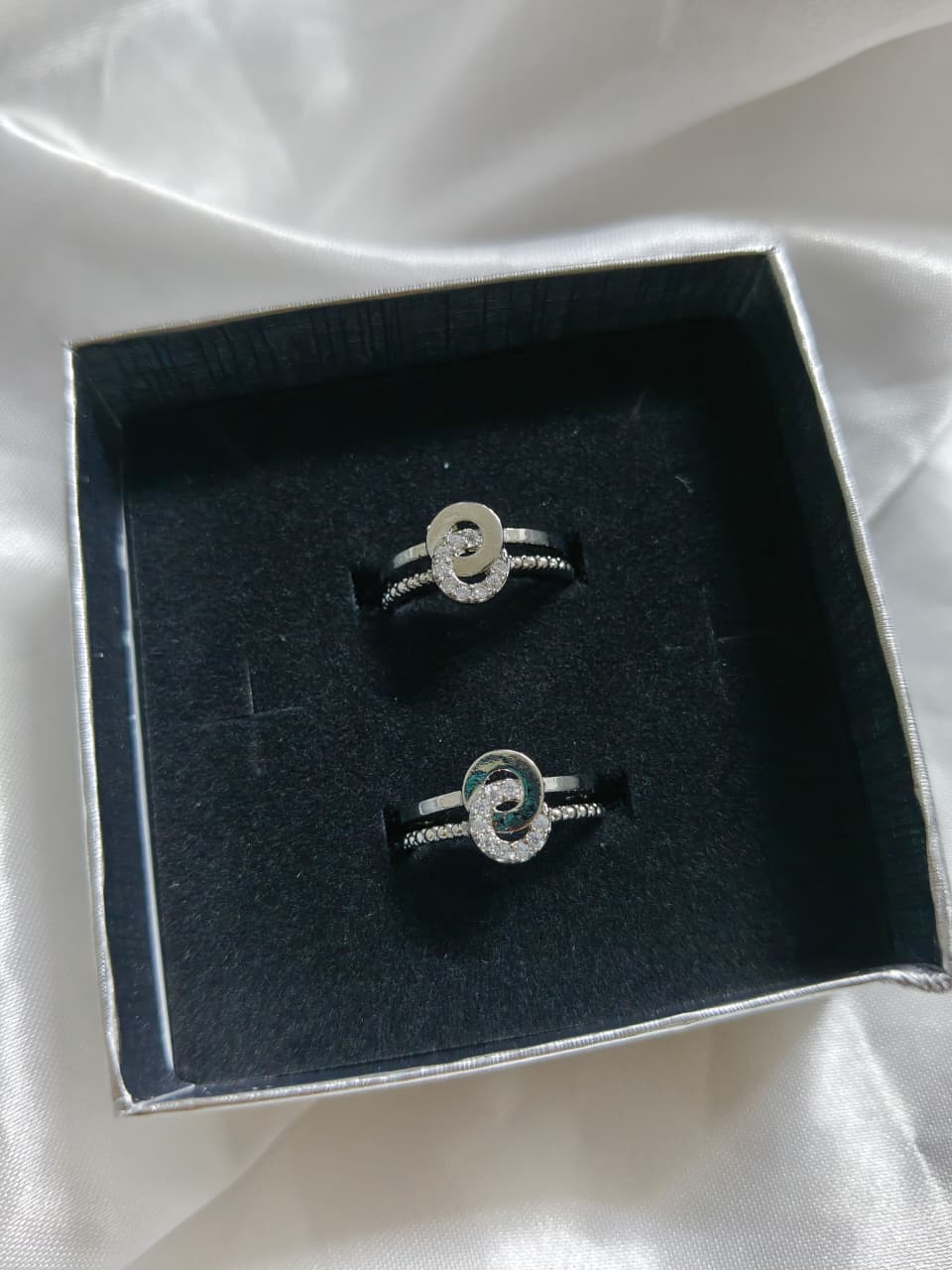 Double round Silver plated Ring