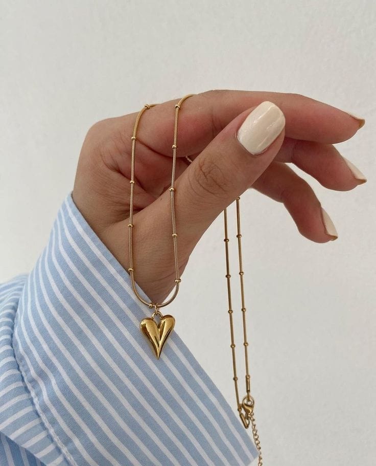 Trendy heart gold plated necklace