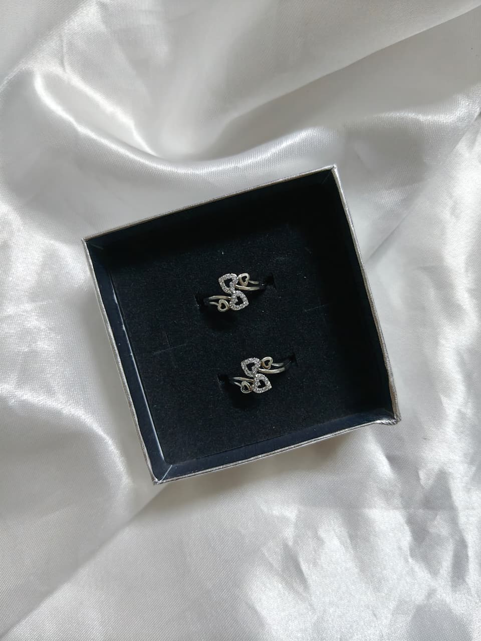 Double Heart silver plated ring