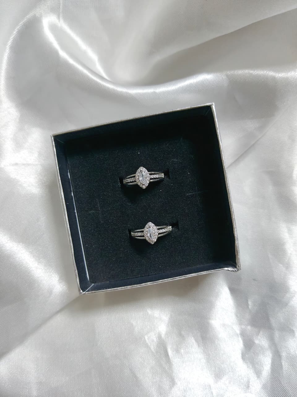 Diamond silver plated ring