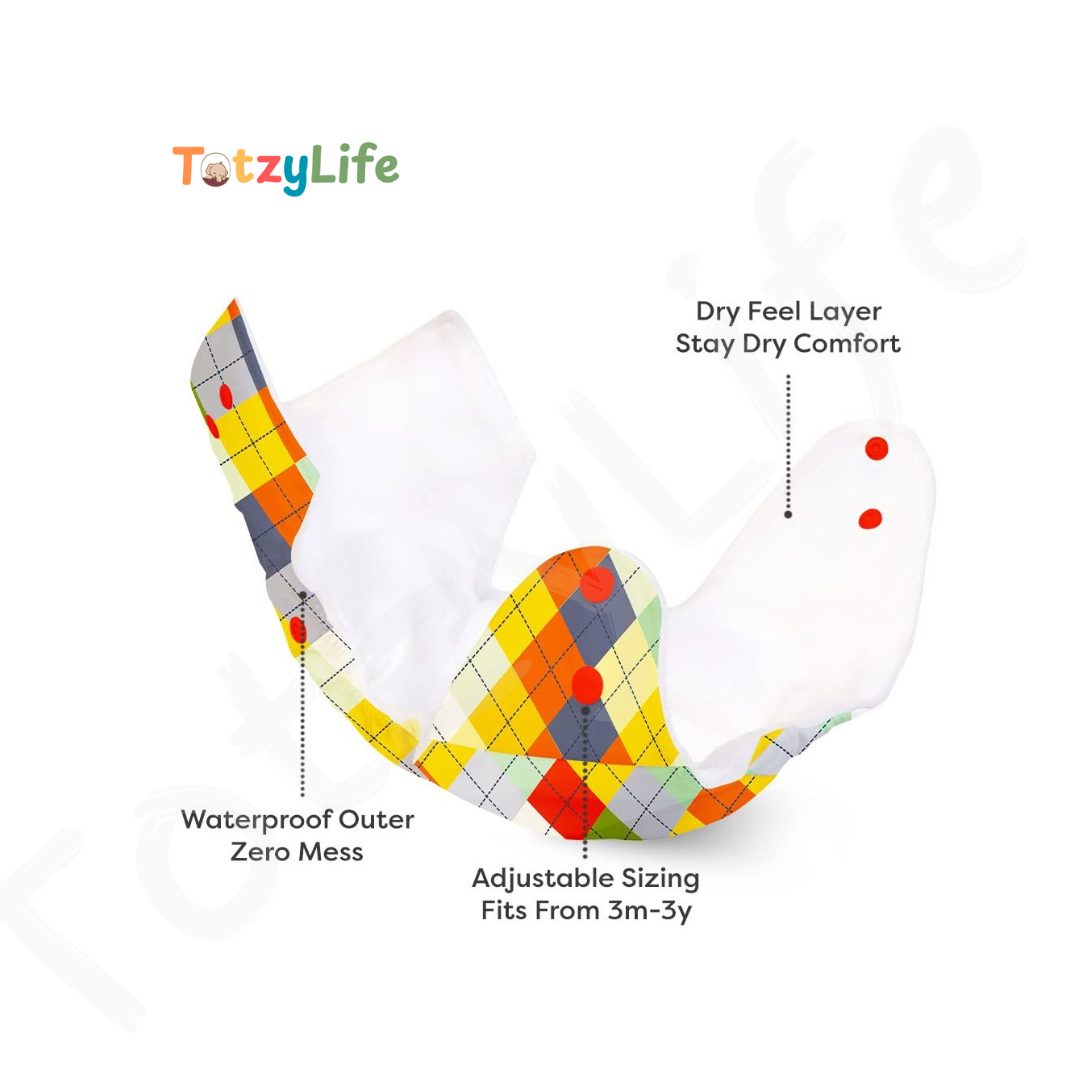 Eco-Friendly, Reusable printed cloth diaper pack of (1 diaper and 1 insert Assorted)