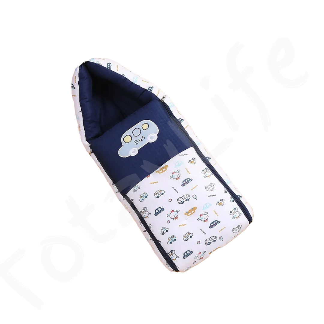 TotzyLife 3 in 1 Baby Bed, Sleeping Bag & Carry Nest (Blue car theme)