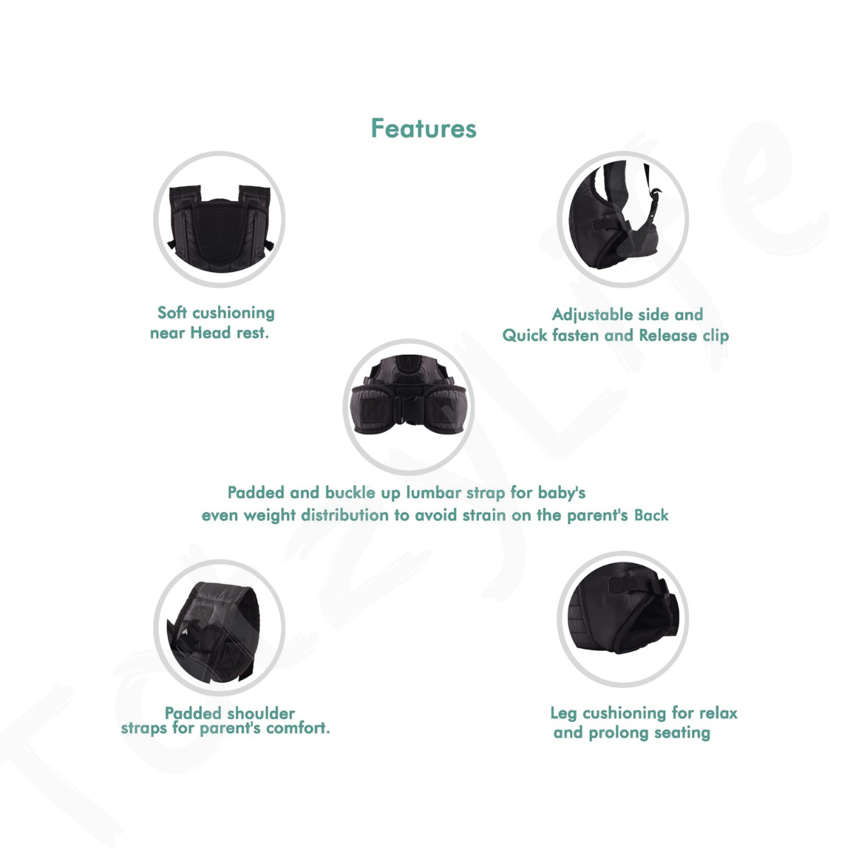 TotzyLife Comfort Baby Carrier Black