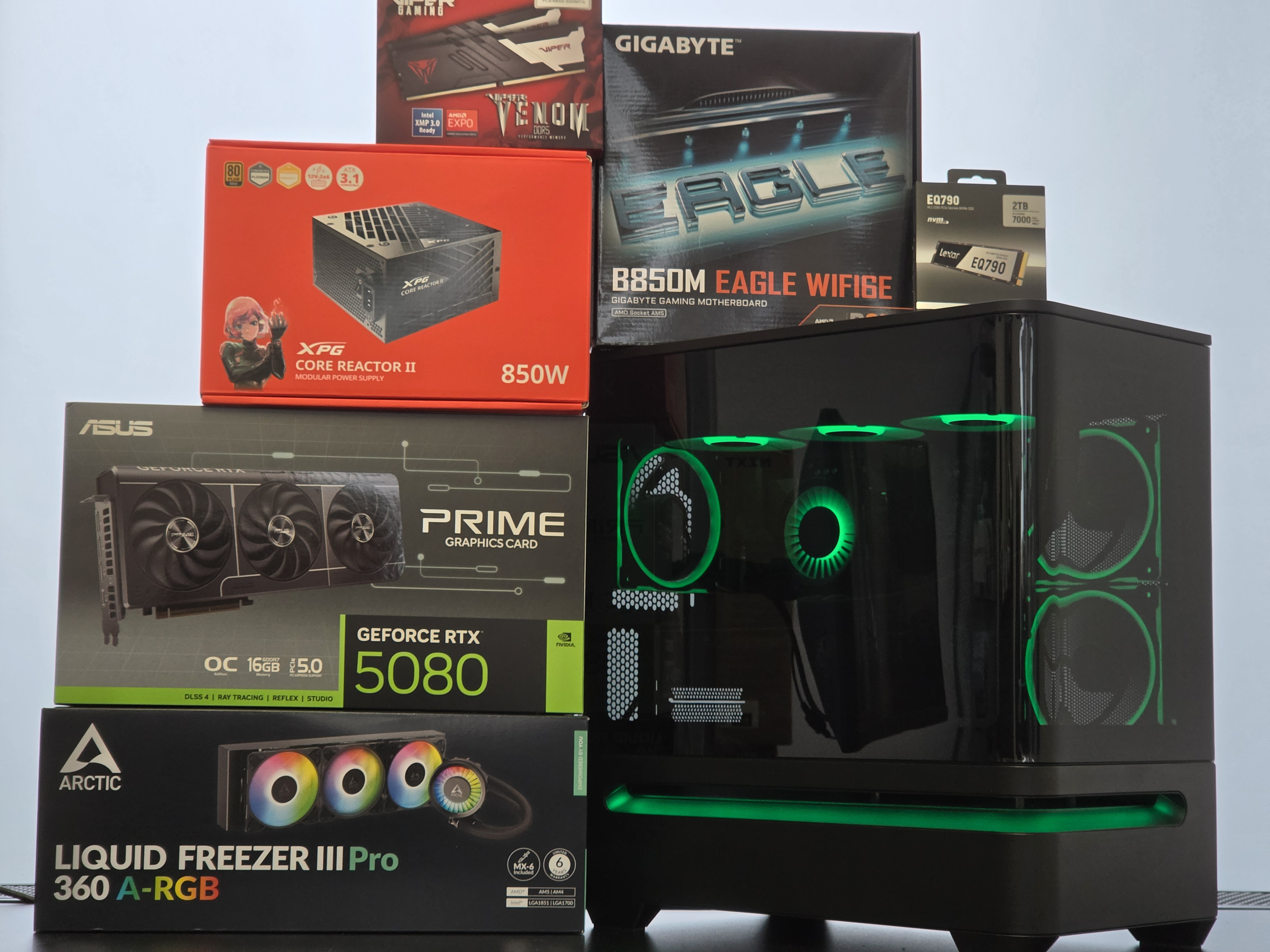 Ryzen 7 9800X3D kompiuteris su RTX 5080, 2TB, 32GB RAM